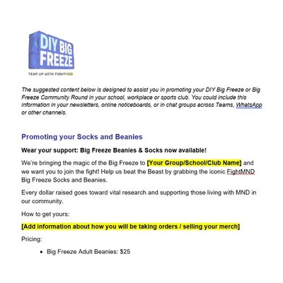 Promoting your socks and beanies