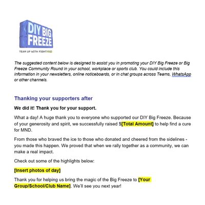 Thanking your supporters