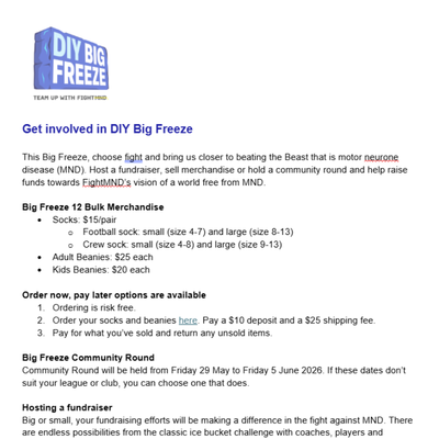 Sporting league newsletter content